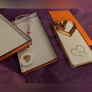 Flafens White Love Heart Case iPhone 12 ProMax Lux Hearts Cover